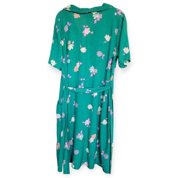 Modcloth Buttoned Belted Floral Shift Dress size L - Picture 2 of 8